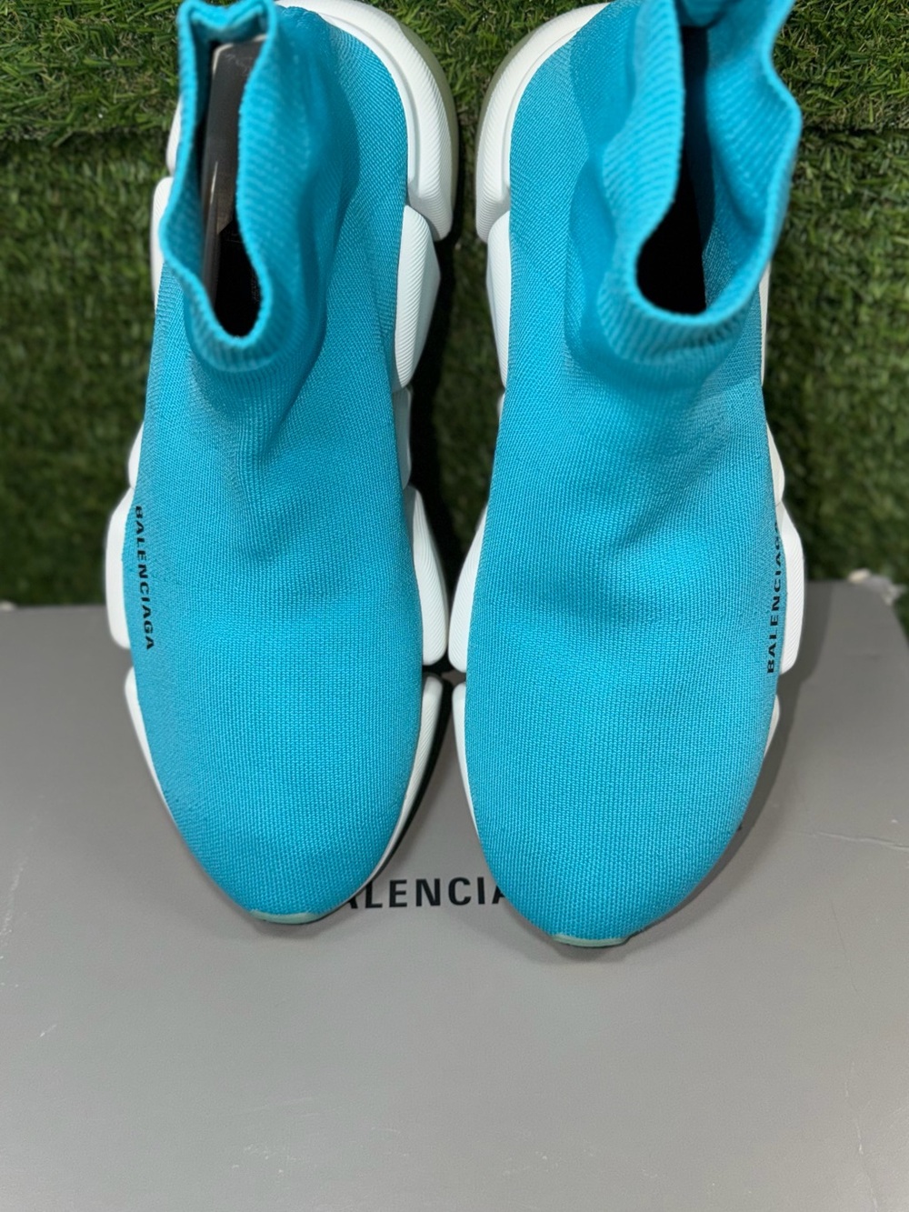 Size 9 - Balenciaga Speed 2.0 LT Blue/White High Top Sneaker Recycled Knit Men's - Picture 3 of 9